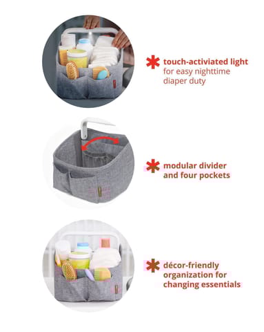 Skip Hop Nursery Style Light-Up Diaper Caddy - Oat