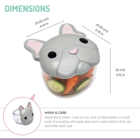 Melii Snack Container with Finger Trap - Bulldog Grey