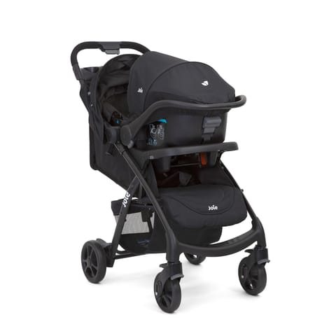 Joie muze lx Travel System, Includes juva Infant Carrier, SoftTouch 5-Point Harness, Lie-Flat Recline, UPF 50+ Canopy, All-Wheel Suspension, One Hand Fold Stroller, Usage from 0+ to 3 Years (15kg).