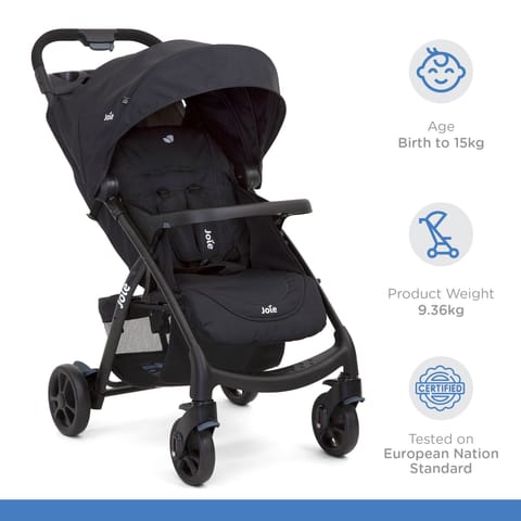 Joie Muze Full Featured Baby Stroller - Compact Fold Baby Pram with 5-Point Harness, Travel System Compatible, Lie-Flat Recline and Suitable for Birth to 15kg/(Birth - 36 Months)