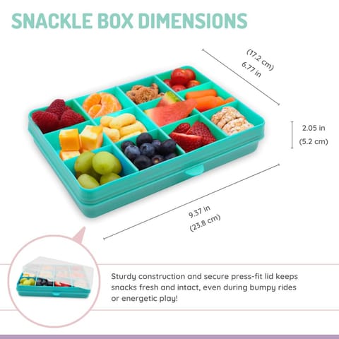 melii Snackle Box with 12 Individual compartments, Removable dividers, Snack Capacity 4oz/114ml Each, Blue