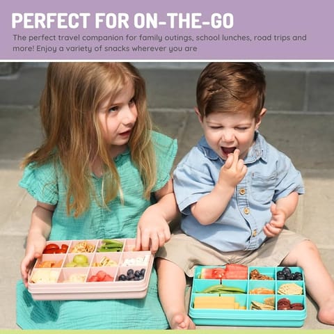 melii Snackle Box with 12 Individual compartments, Removable dividers, Snack Capacity 4oz/114ml Each, Blue