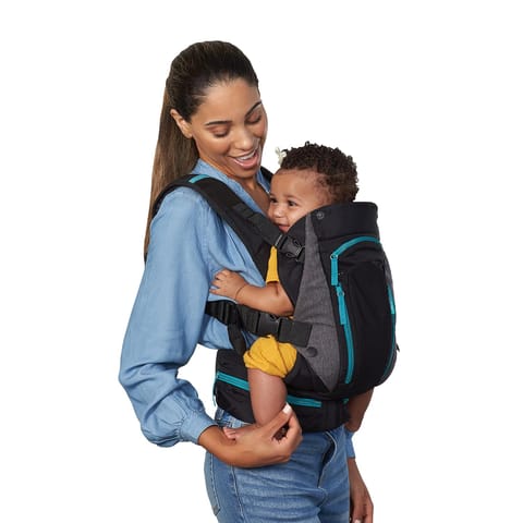 Infantino Multipocket Baby Carrier with Padded Shoulder Straps, 6 Intuitive Pockets, 4 Ways to Carry (3.6-18.14 kgs), Grey