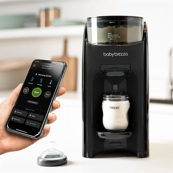 Baby Brezza Formula Pro Advanced WiFi Formula Dispenser - Automatically Mix a Warm Formula Bottle from Your Phone Instantly – Easily Make Bottle with Automatic Powder Blending Machine, Black