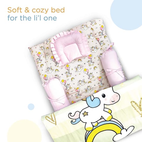 Nuluv Infants 5-Pcs Unicorn Printed Pure Cotton Gadda Set