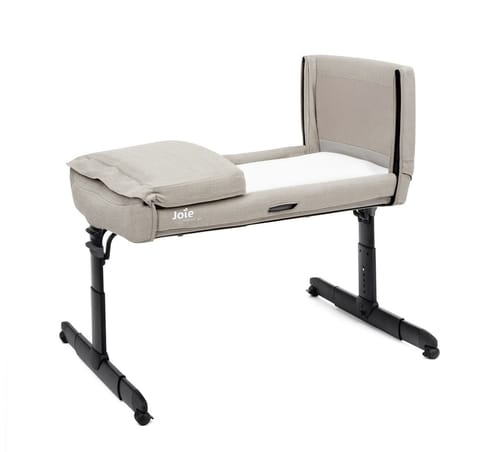 Joie Roomie Go Bedside Crib – Portable Baby Bassinet with Travel Bag, One-Hand Drop Side, Tilt Incline & Mesh Panels | Adjustable Height, Lockable Wheels & Washable Mattress Cover | 0–9kg