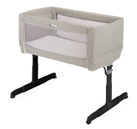 Joie Roomie Go Bedside Crib – Portable Baby Bassinet with Travel Bag, One-Hand Drop Side, Tilt Incline & Mesh Panels | Adjustable Height, Lockable Wheels & Washable Mattress Cover | 0–9kg