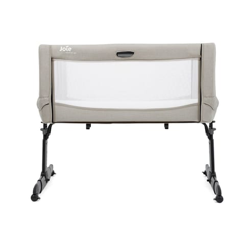 Joie Roomie Go Bedside Crib – Portable Baby Bassinet with Travel Bag, One-Hand Drop Side, Tilt Incline & Mesh Panels | Adjustable Height, Lockable Wheels & Washable Mattress Cover | 0–9kg
