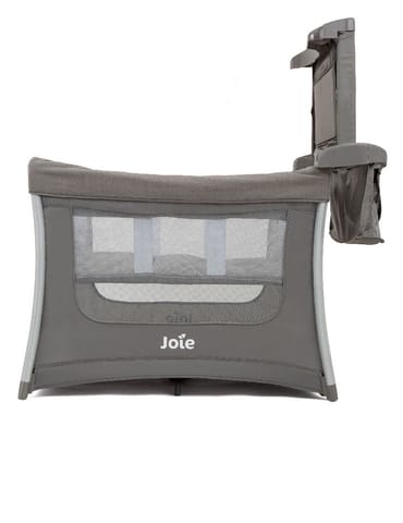 Joie Illusion Nickel Portable Baby Playard | Compact Mini Nursery with Deluxe Bassinet, Changing Table, Organizer & Integrated Wheels | Mesh Ventilation, Pop-Up Fold & Travel Bag l Birth to 15kg