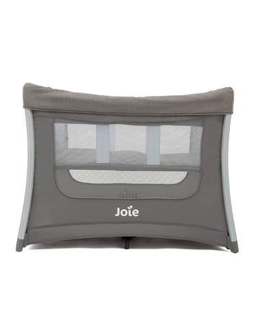 Joie Illusion Nickel Portable Baby Playard | Compact Mini Nursery with Deluxe Bassinet, Changing Table, Organizer & Integrated Wheels | Mesh Ventilation, Pop-Up Fold & Travel Bag l Birth to 15kg