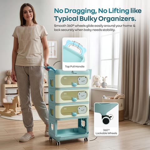 R for Rabbit Kiddo Korner Bear Blue Cream Organiser