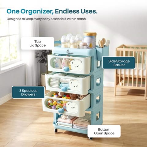 R for Rabbit Kiddo Korner Bear Blue Cream Organiser