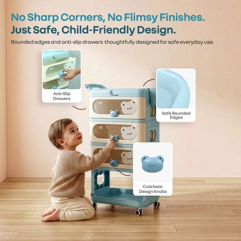 R for Rabbit Kiddo Korner Bear Blue Cream Organiser