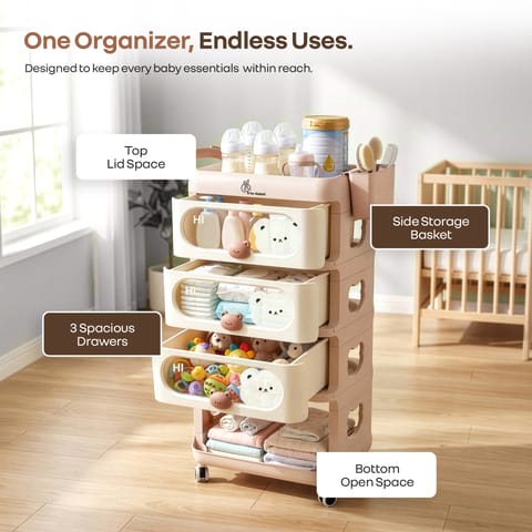 R for Rabbit Kiddo Korner Bear Brown Cream Organiser