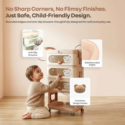 R for Rabbit Kiddo Korner Bear Brown Cream Organiser