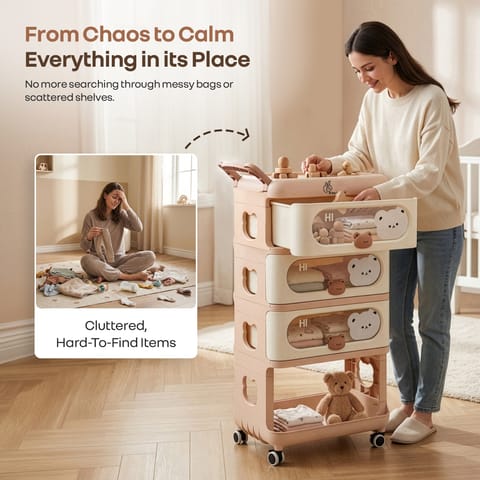 R for Rabbit Kiddo Korner Bear Brown Cream Organiser