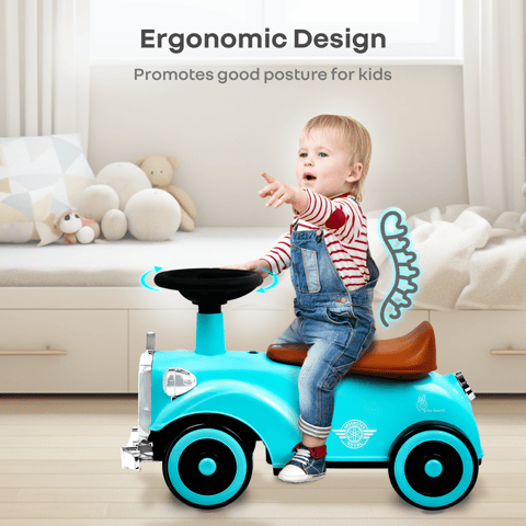 R for Rabbit Speedster Royal Blue Brown Rideon Car