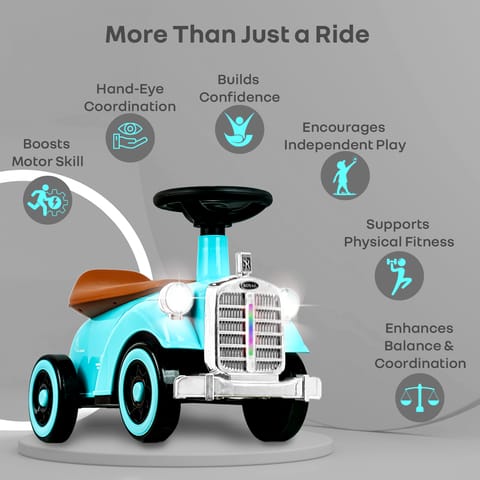 R for Rabbit Speedster Royal Blue Brown Rideon Car