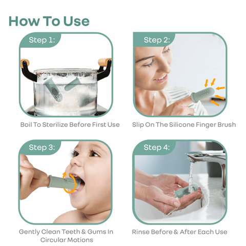 R for Rabbit Tiny Smiles Gummy Olive Green Kids Toothbrush