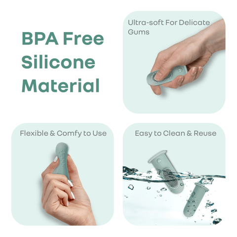 R for Rabbit Tiny Smiles Gummy Olive Green Kids Toothbrush