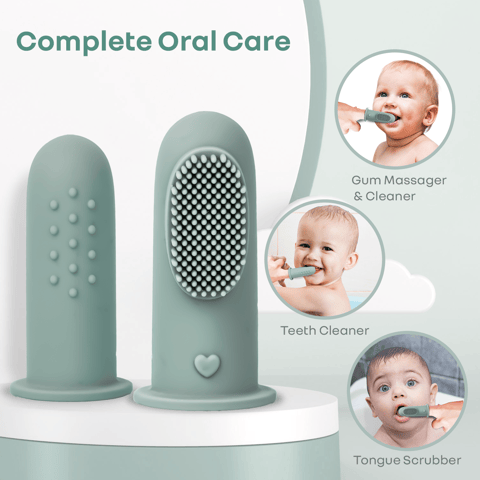 R for Rabbit Tiny Smiles Gummy Olive Green Kids Toothbrush