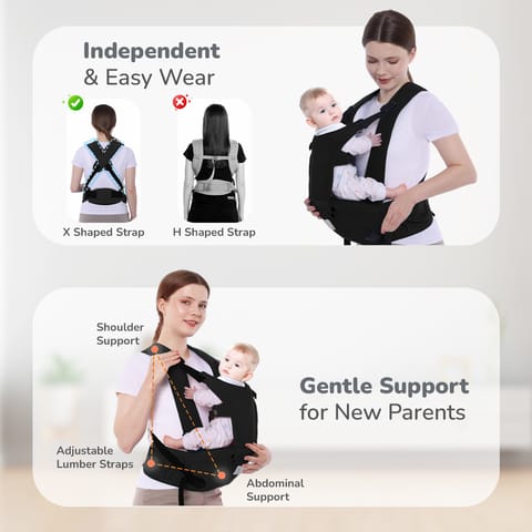 R for Rabbit Upsy Daisy Cozy Black Baby Carrier