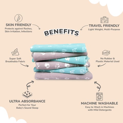 R for Rabbit Dry&nbsp;Nap L-Pack of 2 Blue & Grey Dry Sheet