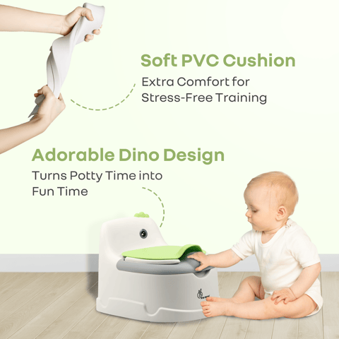 R for Rabbit Tiny Tots Dino White Green Potty Seat