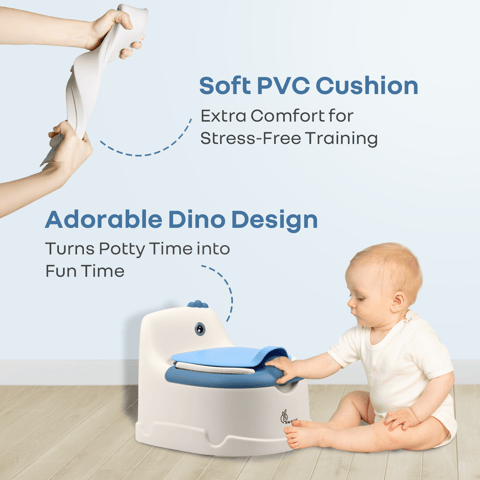 R for Rabbit Tiny Tots Dino White Blue Potty Seat