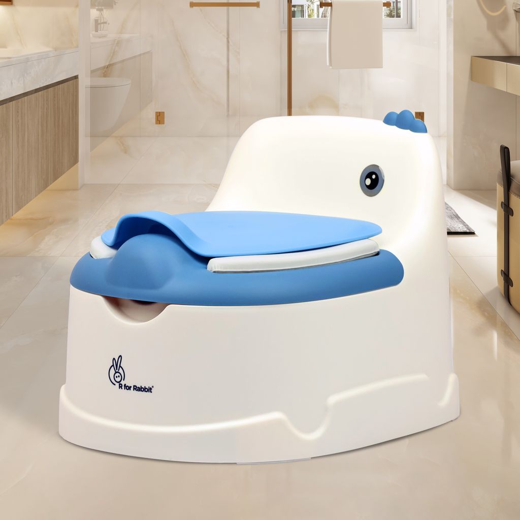 R for Rabbit Tiny Tots Dino White Blue Potty Seat