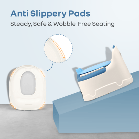 R for Rabbit Tiny Tots Dino White Blue Potty Seat