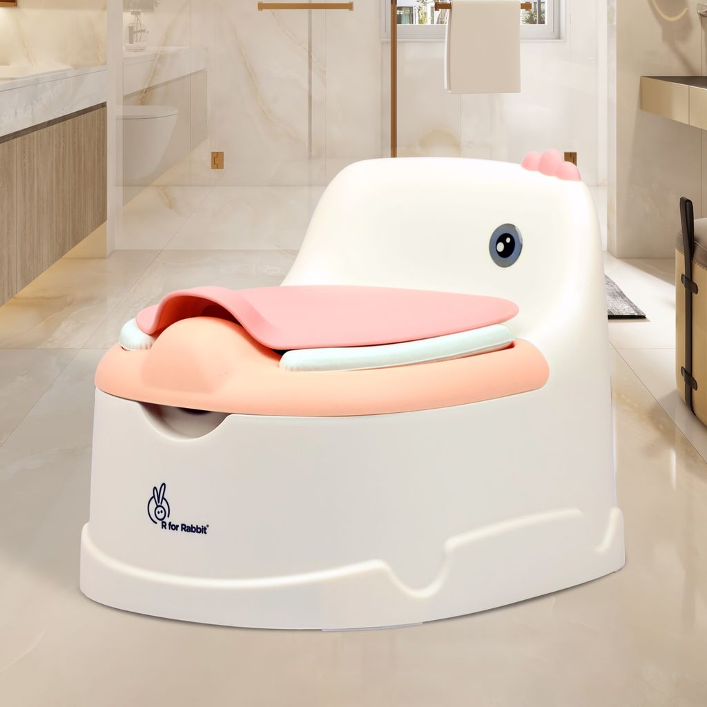 R for Rabbit Tiny Tots Dino White Pink Potty Seat