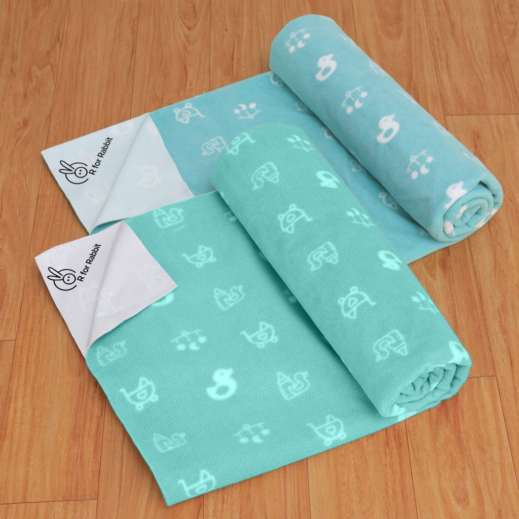 R for Rabbit Dry&nbsp;Nap S-Pack of 2 Green & Blue Dry Sheet