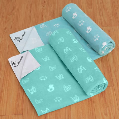 R for Rabbit Dry&nbsp;Nap M-Pack of 2 Green & Blue Dry Sheet