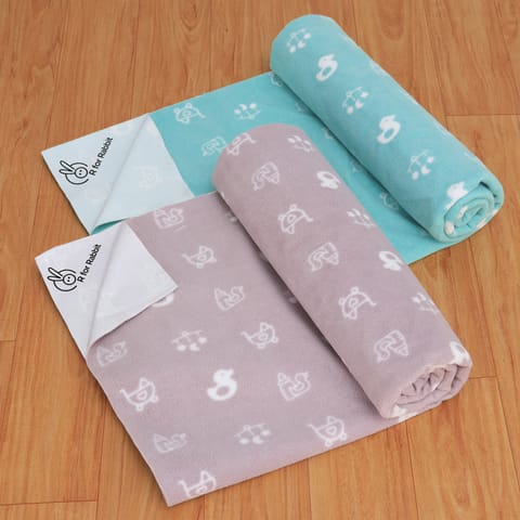 R for Rabbit Dry&nbsp;Nap M-Pack of 2 Blue & Grey Dry Sheet