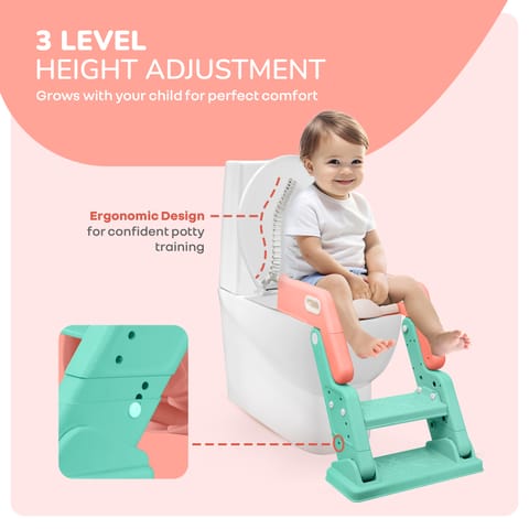 R for Rabbit Hilltop Booster Peach Green Potty Step Stool