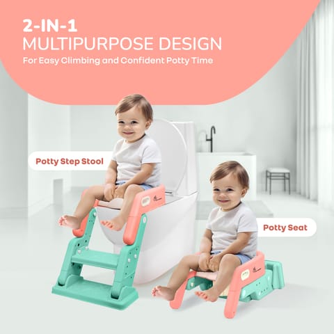 R for Rabbit Hilltop Booster Peach Green Potty Step Stool