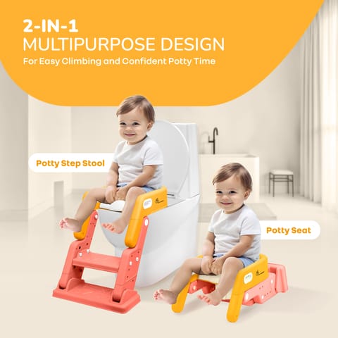 R for Rabbit Hilltop Booster Yellow Peach Potty Step Stool