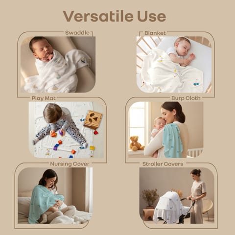 R for Rabbit Cuddlez (Pack of 3) Multicolor Aqua Swaddle