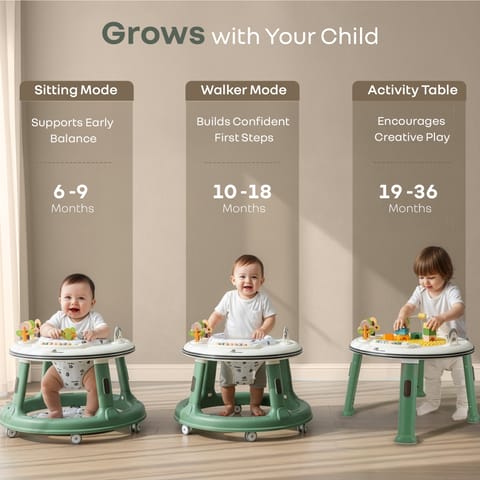 R for Rabbit Little&nbsp;Feet Hopper Green White Baby Walker