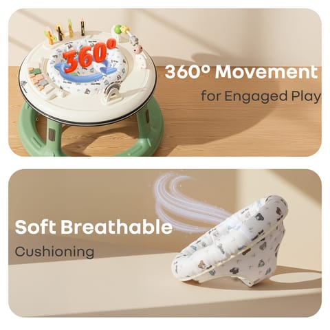 R for Rabbit Little&nbsp;Feet Hopper Green White Baby Walker