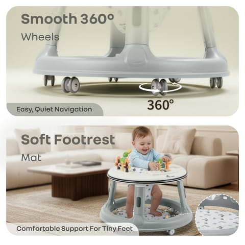 R for Rabbit Little&nbsp;Feet Hopper Grey White Baby Walker