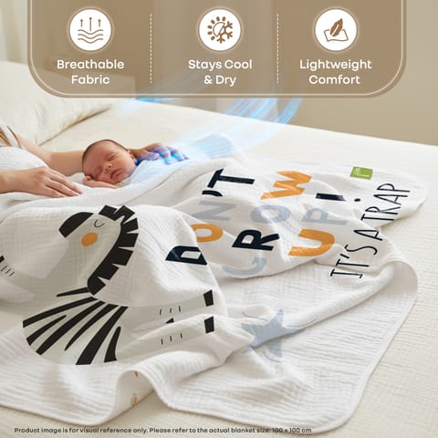 R for Rabbit Softkins Muslin Quilt&nbsp; Zebra White Baby Blanket