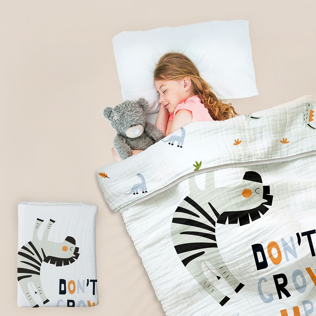 R for Rabbit Softkins Muslin Quilt&nbsp; Zebra White Baby Blanket