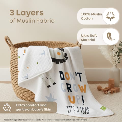 R for Rabbit Softkins Muslin Quilt&nbsp; Zebra White Baby Blanket