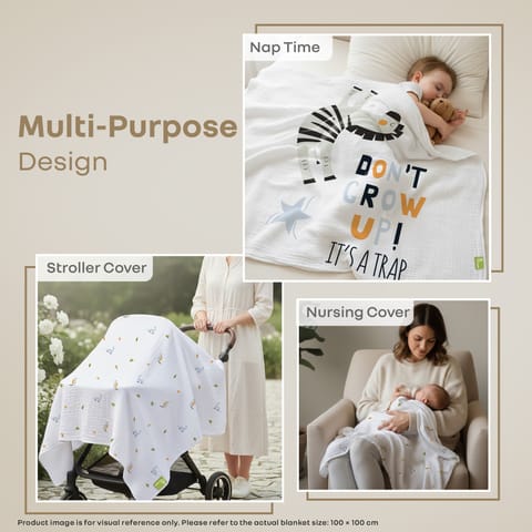 R for Rabbit Softkins Muslin Quilt&nbsp; Zebra White Baby Blanket