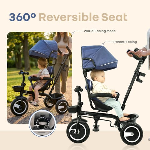 R for Rabbit Tiny Toes R40 Plus Denim Blue Tricycle