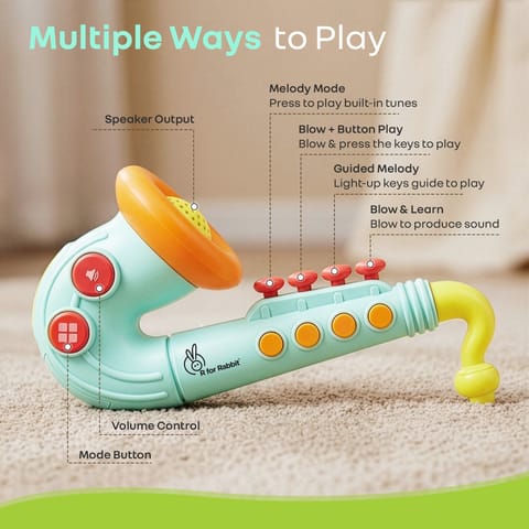 R for Rabbit Orapple Funtunes Saxophone Blue Multi Musical Toys