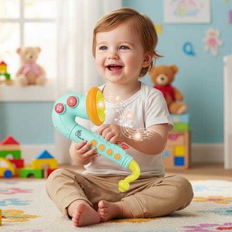 R for Rabbit Orapple Funtunes Saxophone Blue Multi Musical Toys