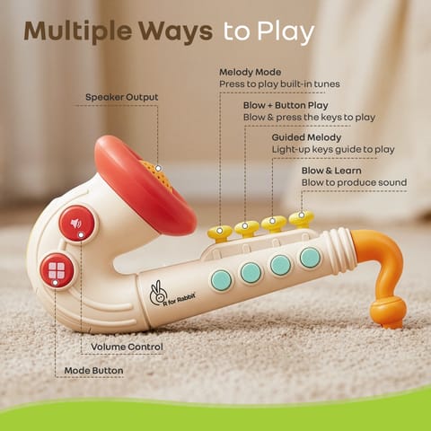 R for Rabbit Orapple Funtunes Saxophone Beige Multi Musical Toys